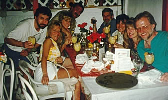 The group eating dinner at the C& F Restaurant