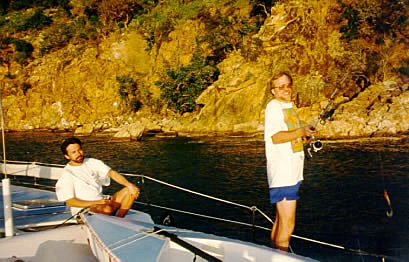 Ken fishing and Mike watching