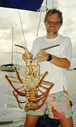 Ken holding the large lobster we caught