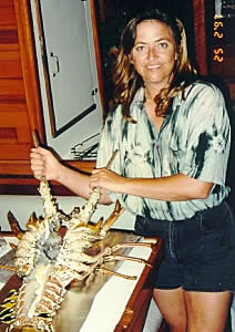 Mary preparing to cook the lobster