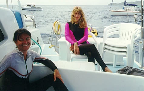 Anne and Darla discussing the dive at the Rhone