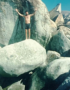 Mike claiming victory over a small boulder