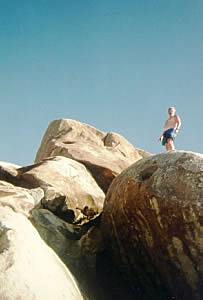 Art on top of a boulder with nowhere to go