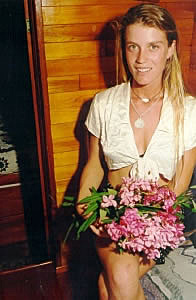 Lisa and the bride's bouquet