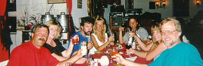 The wedding party celebrating at the Last Resort