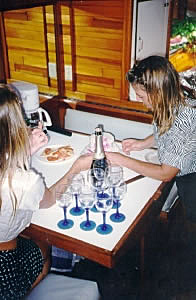 Mary and Lisa decorating the cake