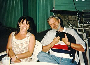 Anne and Art with a black cat