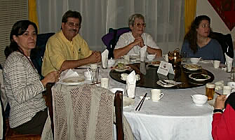 Anne, John, Carol and Alicia at dinner