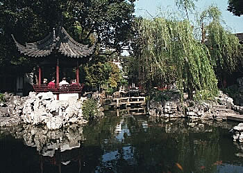 Sitting by the pond's edge, Yuyuan Garden, Shanghai