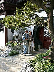 Anne and I by a doorway, Yuyuan Garden, Shanghai