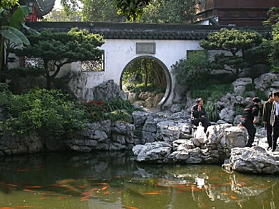 Moon Gate and Koi pond, Yuyuan Garden, Shanghai