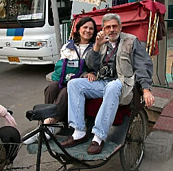 Anne and I in a rickshaw, Beijing