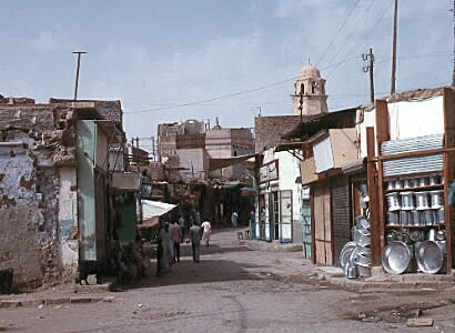 Road leading to the shopping district