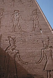 Carvings on the pylon at Edfu