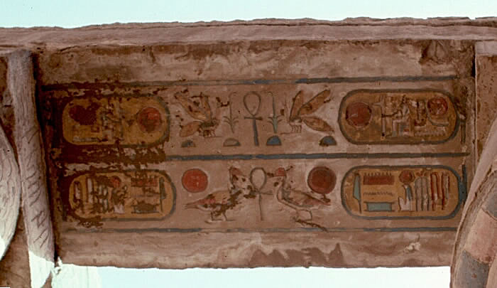 Ancient paint on ceiling at Karnak