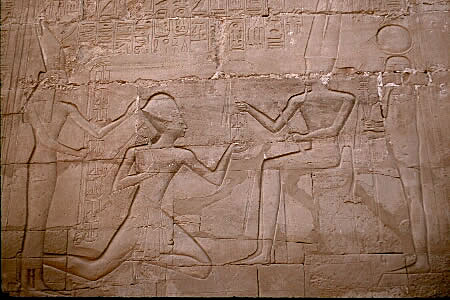 Hieroglyphics on a temple wall