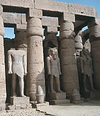 Inner courtyard with statues of Osiris