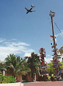 Sunset House and the airport's flight path