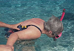 My sister snorkeling to see the Stingrays