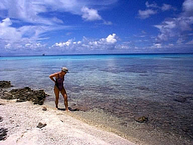 Anne walking the beach in search of shells