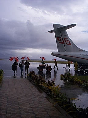 Arriving on Huahine in the pouring rain