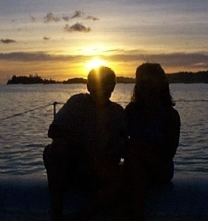 Anne and I shillouted by the setting Sun