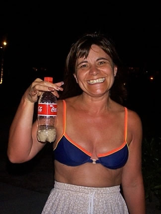 Anne collecting sand from the beach