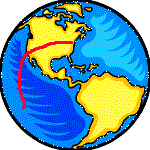 Globe showing the flight route to Tahiti