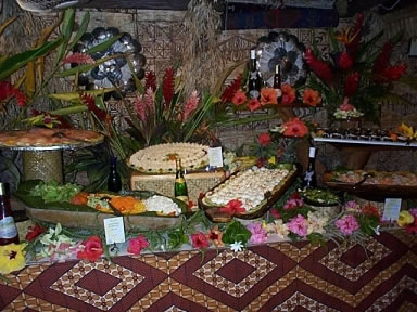 The buffet layout at the Sofitel Heiva