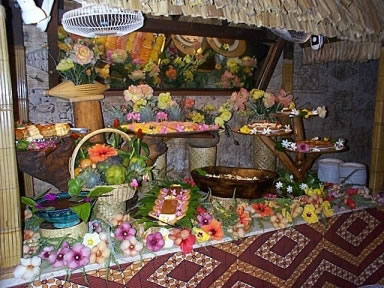 The buffet layout at the Sofitel Heiva