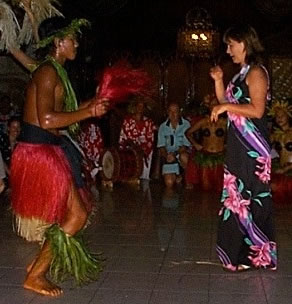 Anne dancing with a native