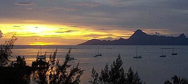 Sunset over the island of Moorea