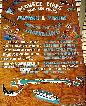 The Kia Ora Village Hotel diving activity sign