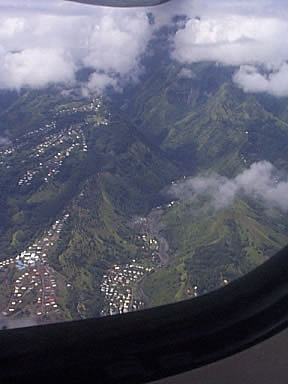 Hillside on Tahiti while landing